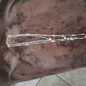 Sivertone necklace with faux turquoise stones.